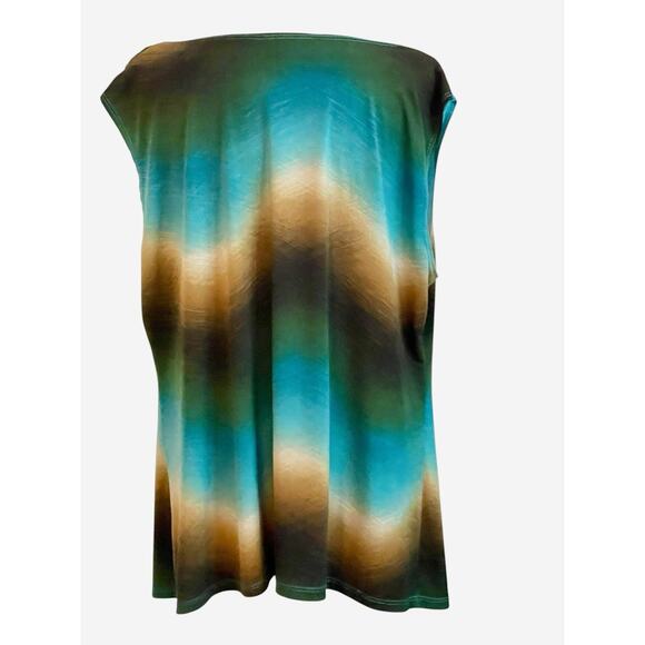 Dressbarn Womens 1X Top Artsy Watercolor Ombre Flowy Cowl Neck Y2K Blouse Tunic - Picture 2 of 8